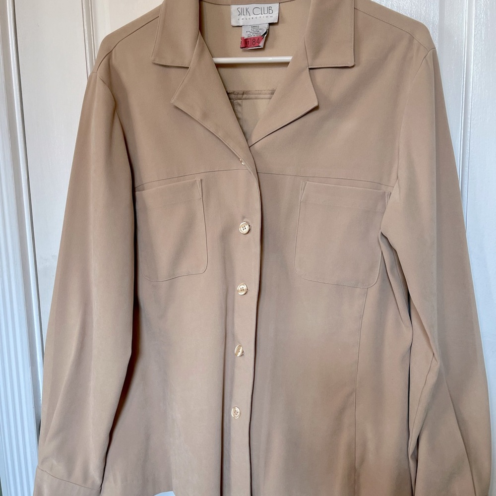 Women's Tan Button-Up Top